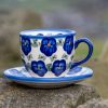 Blue Pansy Cup and Saucer from Polkadot Lane Polish Pottery