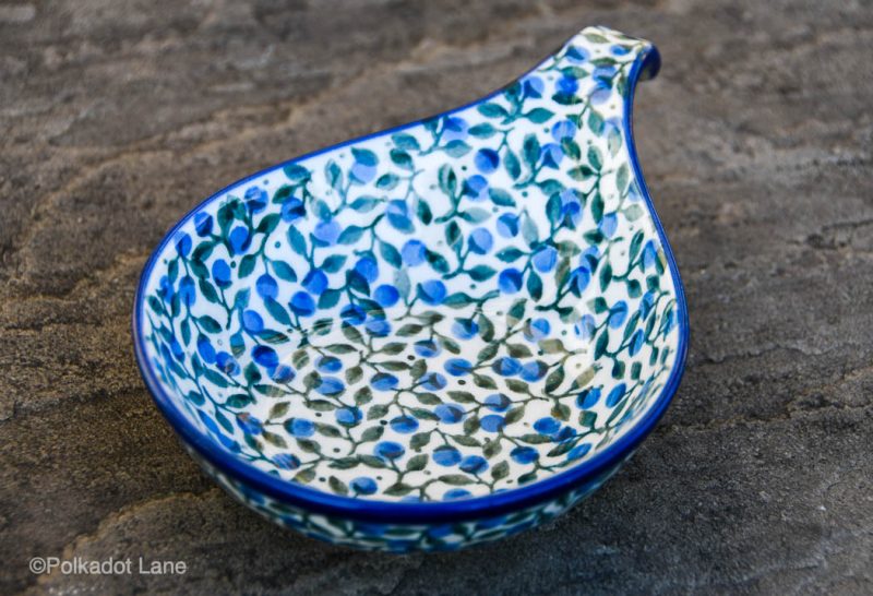 Blue Berry Leaf Nibble Dish by Ceramika Artystyczna