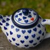 Small Hearts Pattern Polish Pottery Teapot for One by Ceramika Artystyczna