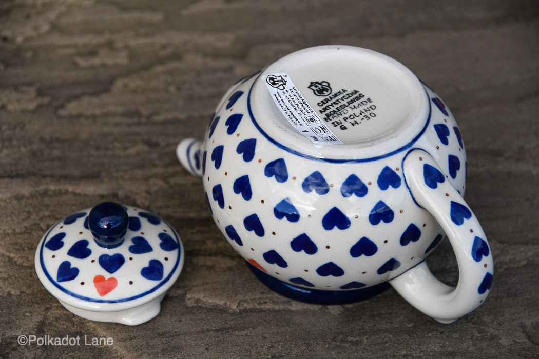 Small Hearts Small Teapot from Polkadot Lane UK Polish Pottery Shop