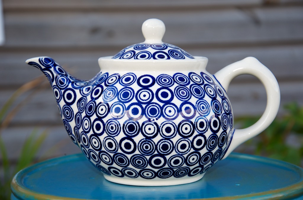 polish pottery circle spot teapot by Ceramic Manufaktura