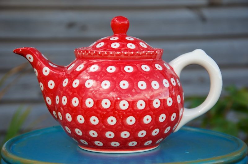 Polish Pottery Red Spot Teapot by Ceramika Manufaktura