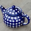 Polish Pottery Teapot For 2 People White Star Design
