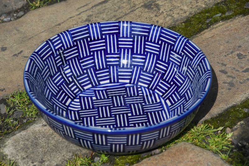 Polish Pottery Weave Pattern Salad Bowl by Ceramika Manufaktura.