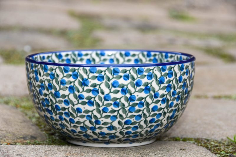 Blue Berry Leaf Large Cereal Bowl by Ceramika Artystyczna
