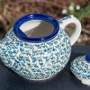 Teapot for Four Blue Berry Leaf by Ceramika Artystyczna Polish Pottery