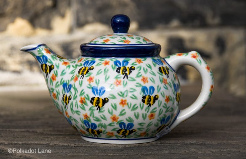 Polish Pottery Bee Pattern Small Teapot for One by Ceramika Artystyczna