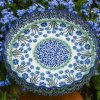 Forget Me Not pattern Flan Dish by Ceramika Artystyczna Polish Pottery