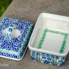 Forget Me Not Polish Pottery Butter Box from Polkadot Lane UK