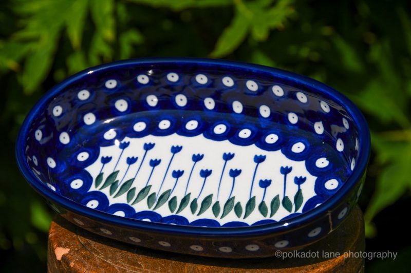 Polish Pottery Tulip Spot Small Oval serving Dish by Ceramika Artystyczna