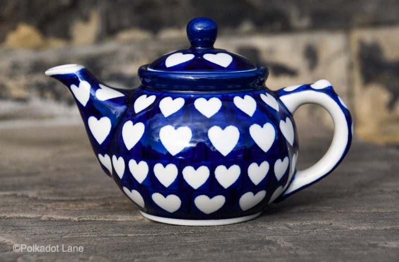 Hearts Pattern Small Teapot for One by Ceramika Artystyczna