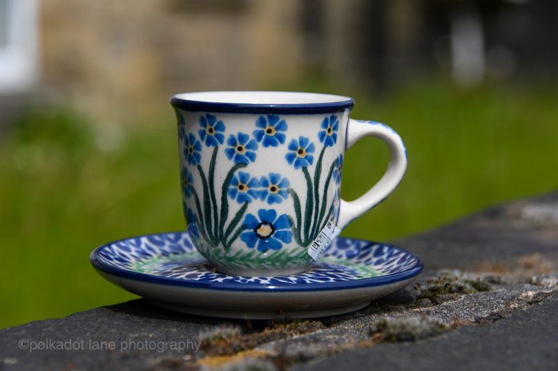 Espresso Cup and Saucer in FDorget Me Not pattern by Ceramika Artystyczna