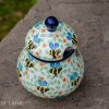 Polish Pottery Sugar Bowl Bee Pattern Polkadot Lane