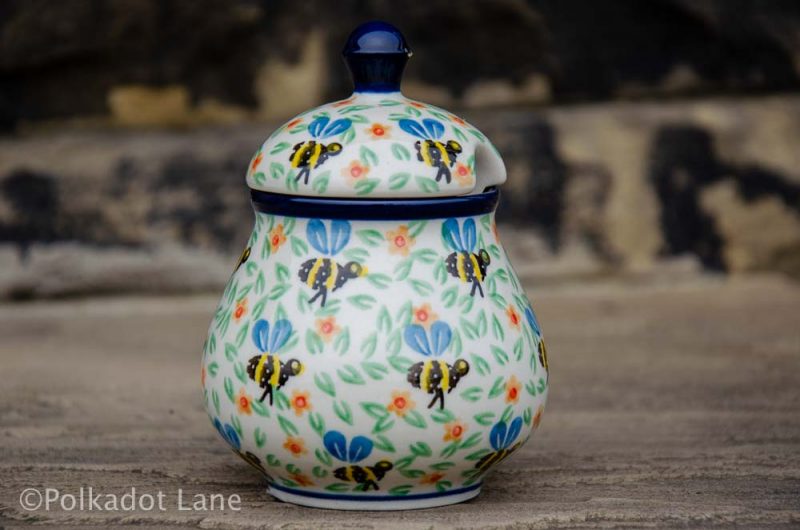 Bee Sugar Bowl Ceramika Artytstyczna Polish Pottery from Polkadot Lane