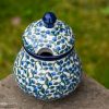 Blue Berry Leaf Sugar Bowl by Ceramika Artystyczna