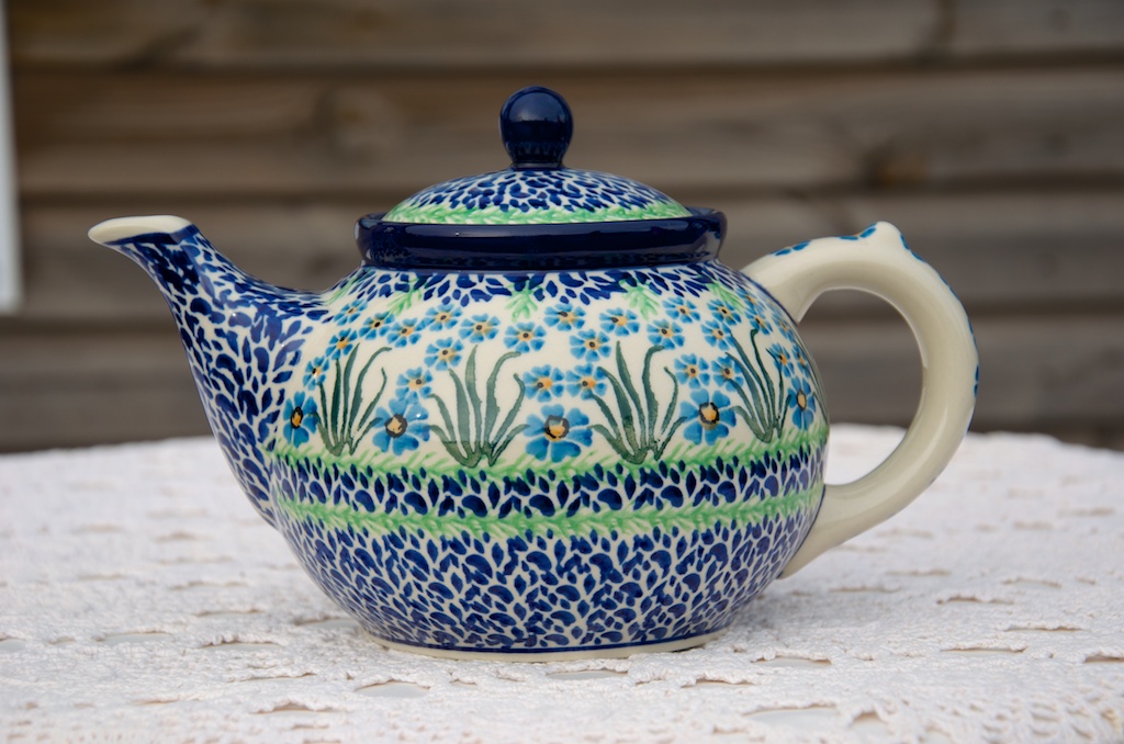 Polish Pottery Me Not Teapot by Ceramika Artystyczna