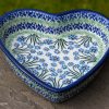 Forget Me Not Pattern Shallow Heart Dish from Polkadot Lane Polish Pottery UK