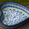 Forget Me Not Shallow Heart Dish by Ceramika Artystyczna