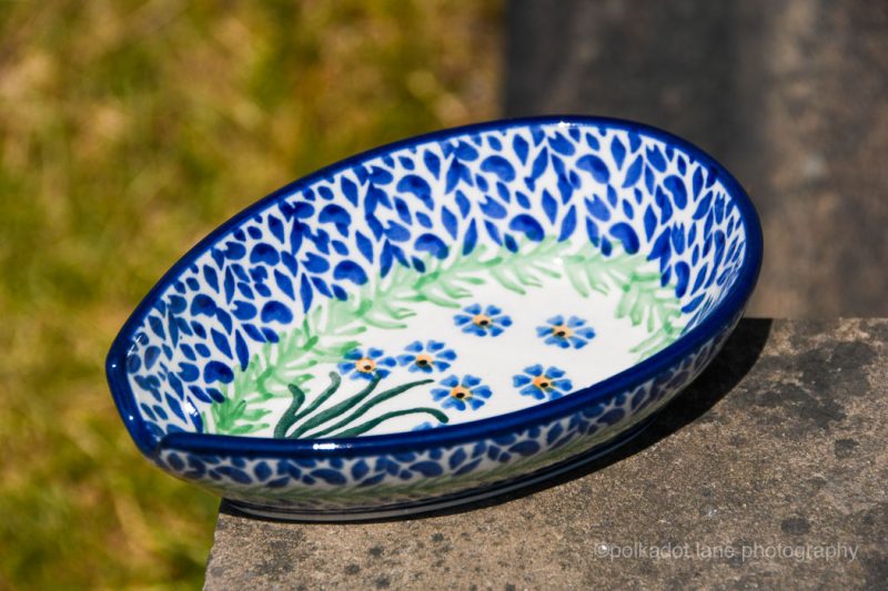 Polish Pottery Forget Me Not Spoon Rest by Ceramika Artystyczna