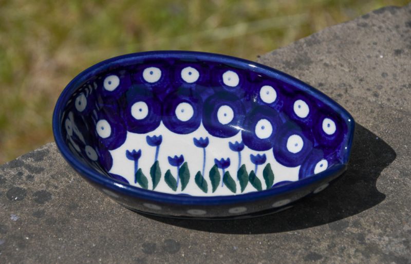 Polish Pottery Tulip Spot Spoon Rest by Ceramika Artystyczna