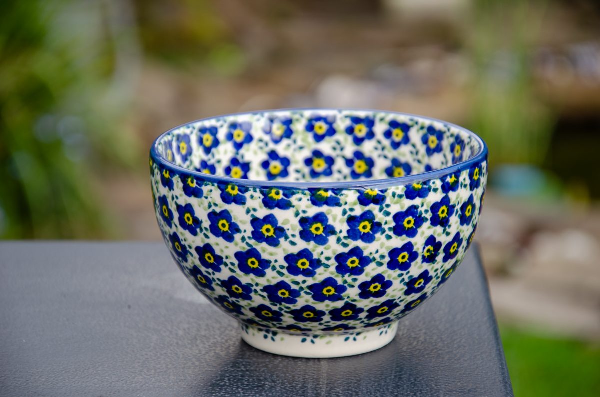 French Style Bowl Ditzy Blue Flower by Ceramika Manufaktura
