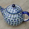 Polish Pottery Teapot For 2 Ditzy Blue Flower Design.