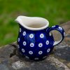 Polish Pottery Blue Spotty Small Milk Jug From Polkadot Lane UK