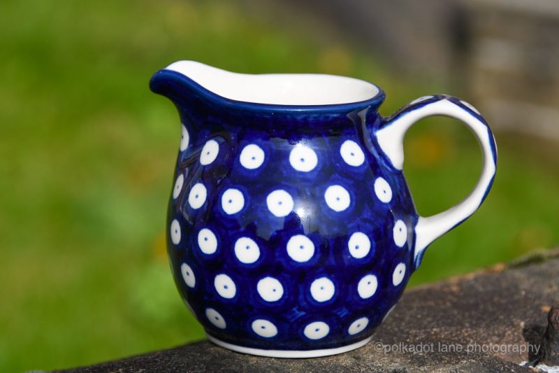 Polish Pottery Polkadot Blue Small Milk Jug by Ceramika Artystyczna