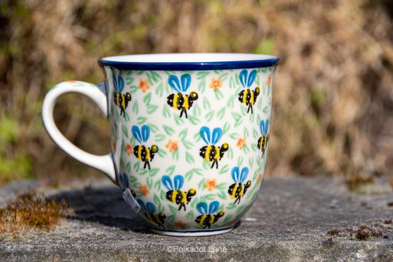 Bee Pattern Curved Mug by Ceramika Artystyczna