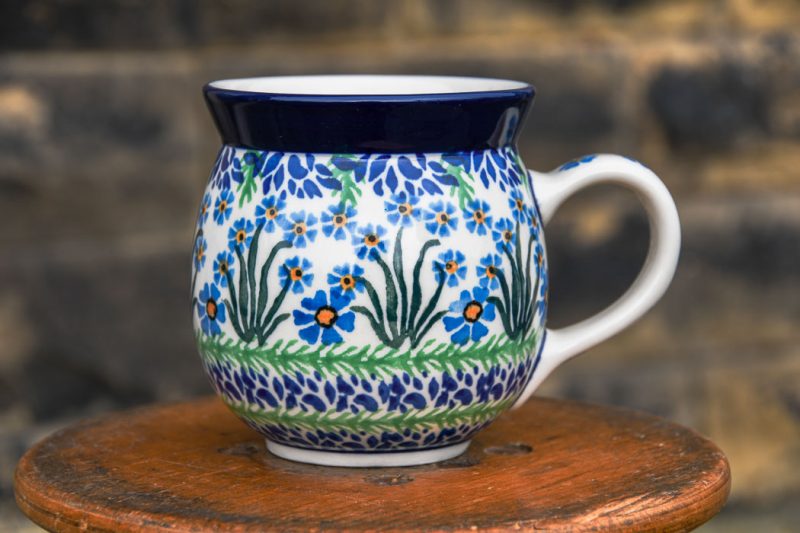 Polish Pottery Large Mug Forget Me Not pattern by Ceramika Artystyczna