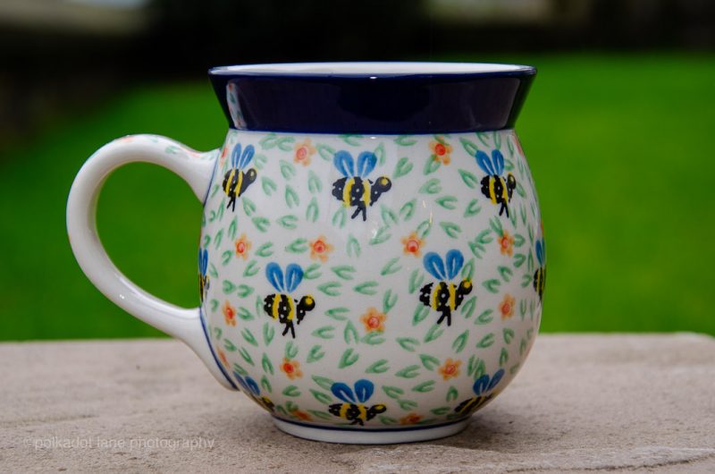Bee Pattern Large Mug Ceramika Artystyczna from Polkadot Lane UK