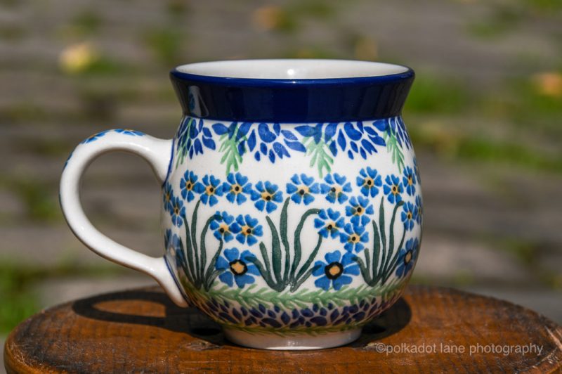 Polish Pottery Medium Size Mug Forget Me Not Pattern by Creamika Artystyczna