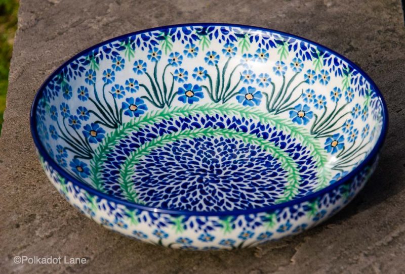 Forget Me Not Salad Bowl by Ceramika Artystyczna Polish Pottery