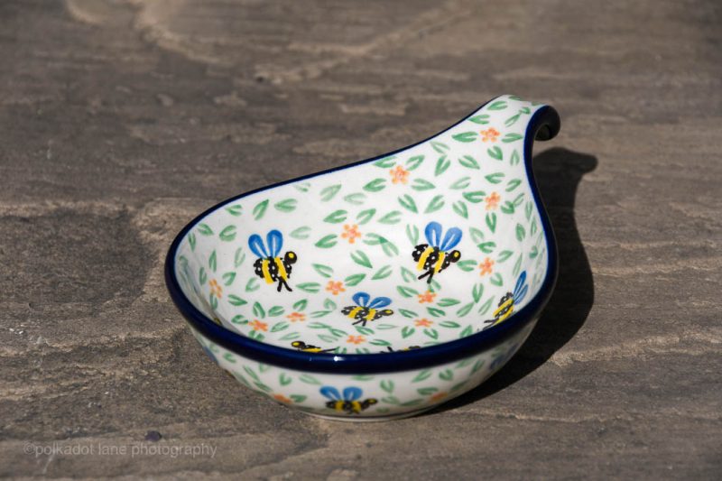 Bee Pattern Nibble Dish from Polkadot Lane Polish Pottery Shop