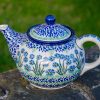 Polish Pottery Forget Me Not Pattern Teapot for 2 People from Polkadot Lane UK