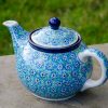 Turquoise Daisy Teapot for 2 by Ceramika Artystyczna