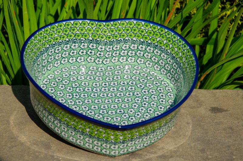 Green Meadow Heart Shaped Dish from Polkadot Lane UK