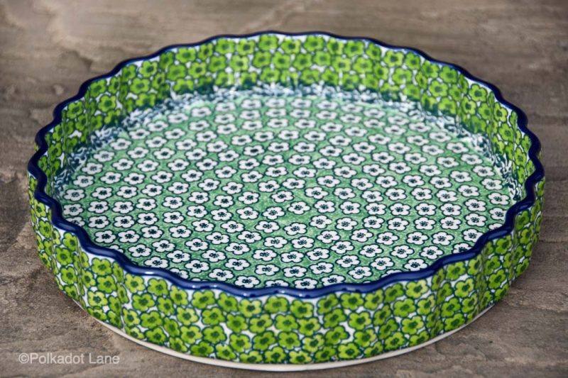 Green Meadow Flan Dish by Ceramika Artystyczna