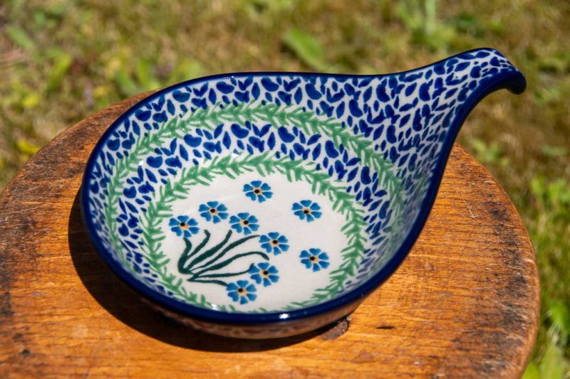 Polish Pottery Forget Me Not Nibble Dish by Ceramika Artystyczna