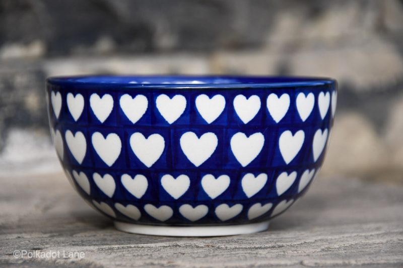 Hearts Pattern Cereal Bowl by Ceramika Artystyczna Polish Pottery