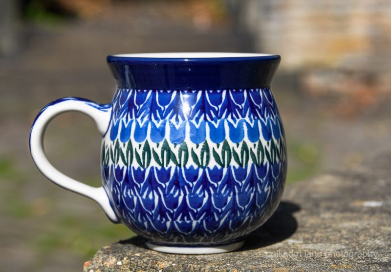 Polish Pottery Blue Tulip Medium size Mug by Ceramika Artystyczna