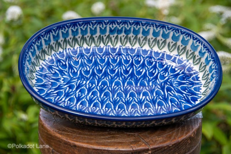 Blue Tulip Small Oval Serving Dish from Polkadot lane UK