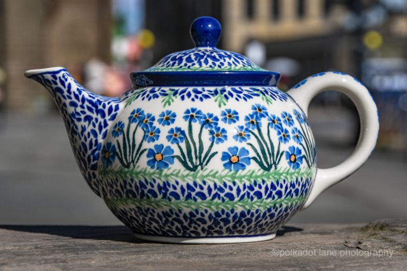 Polish Pottery Forget Me Not Teapot for Two by Ceramika Artystyczna