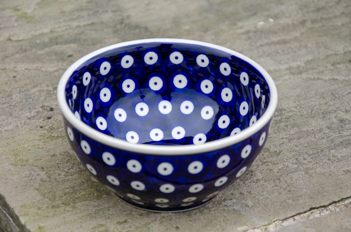 Blue Spotty Cereal Bowl by Ceramika Manufaktura Polish Pottery