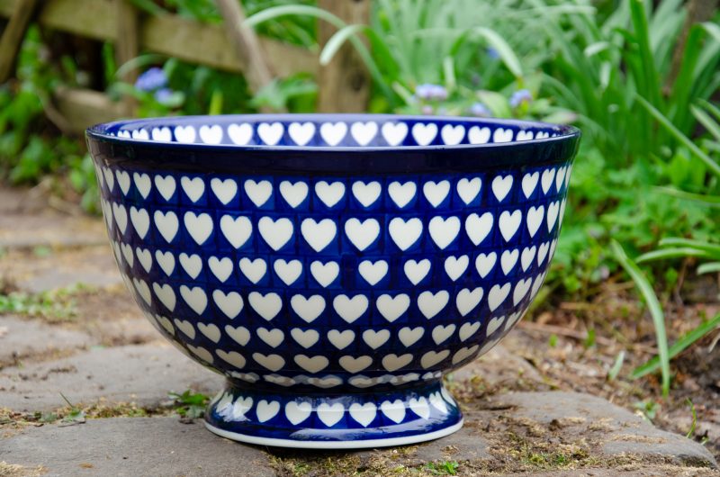 Large Heart Pattern Large Bowl by Ceramika Artystyczna