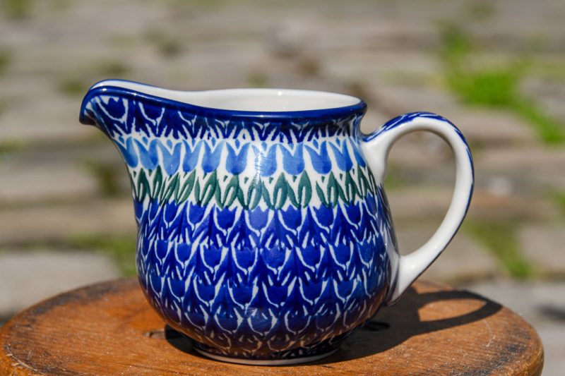 Ceramika Artystyczna Polish Pottery Blue Tulip Milk Jug