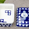 Polish Pottery Hearts Pattern Butter Box from Polkadot Lane UK