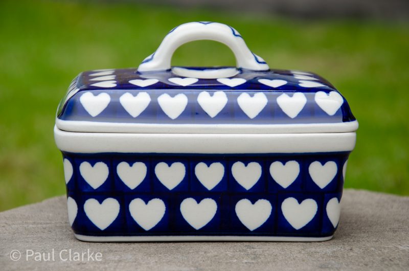 Hearts Pattern Butter Box by Ceramika Artystyczna Polish Pottery