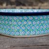 Turquoise Daisy Large Heart Dish by Ceramika Artystyczna Polish Pottery