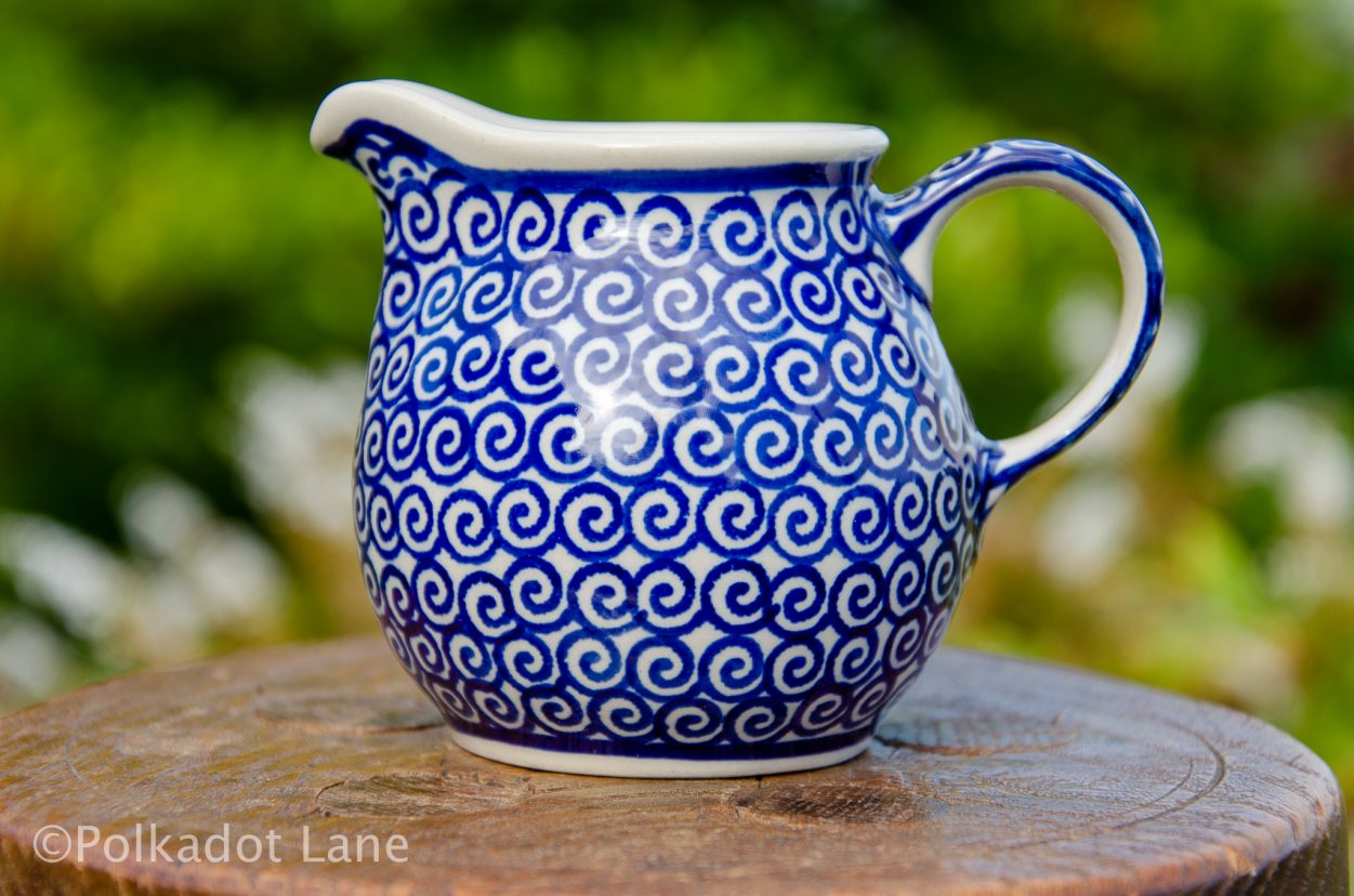 Swirl Pattern Milk Jug Polish Pottery Ceramika Manufaktura Polkadot Lane